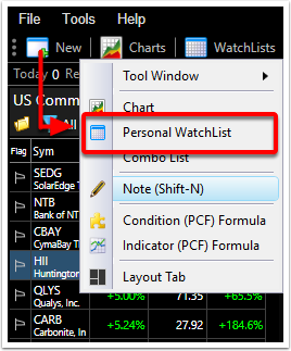 1. Click "New" and "Personal Watch-List"